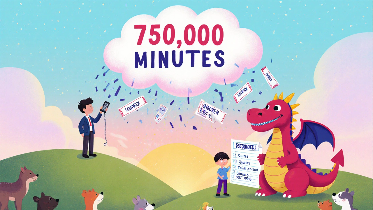 A small business owner watches discount coupons rain from a giant cloud while taming a &#039;Hidden Fees&#039; dragon with a checklist.