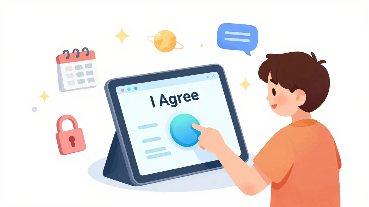 Patient digitally signing a telehealth consent form on a tablet