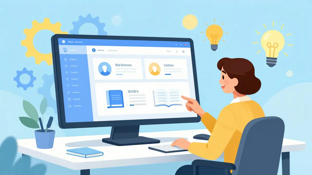 Happy agent using unified digital workspace on a single monitor