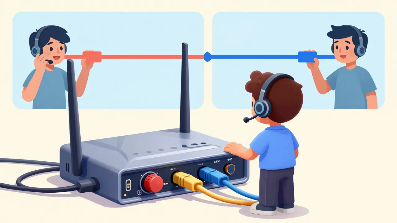 Illustration of technician testing network settings for VoIP migration
