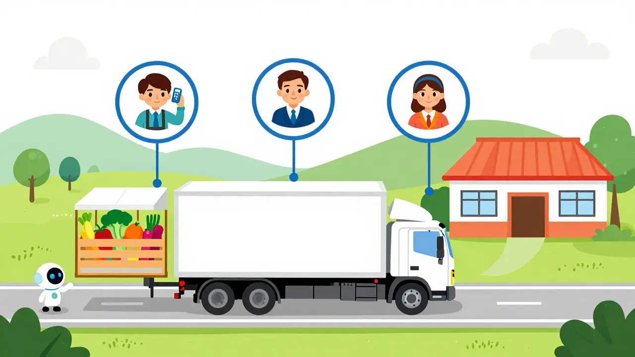Refrigerated truck connected via VoIP to market