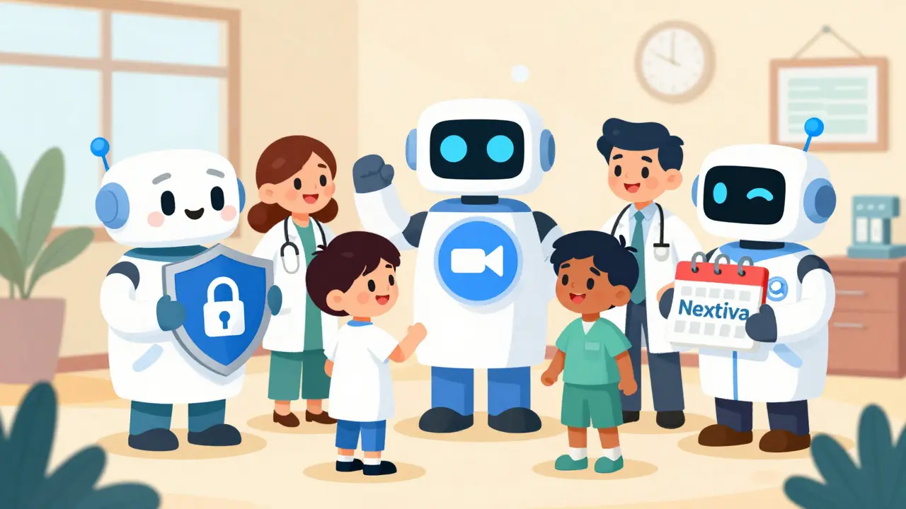 Friendly robots representing VoIP providers in clinic