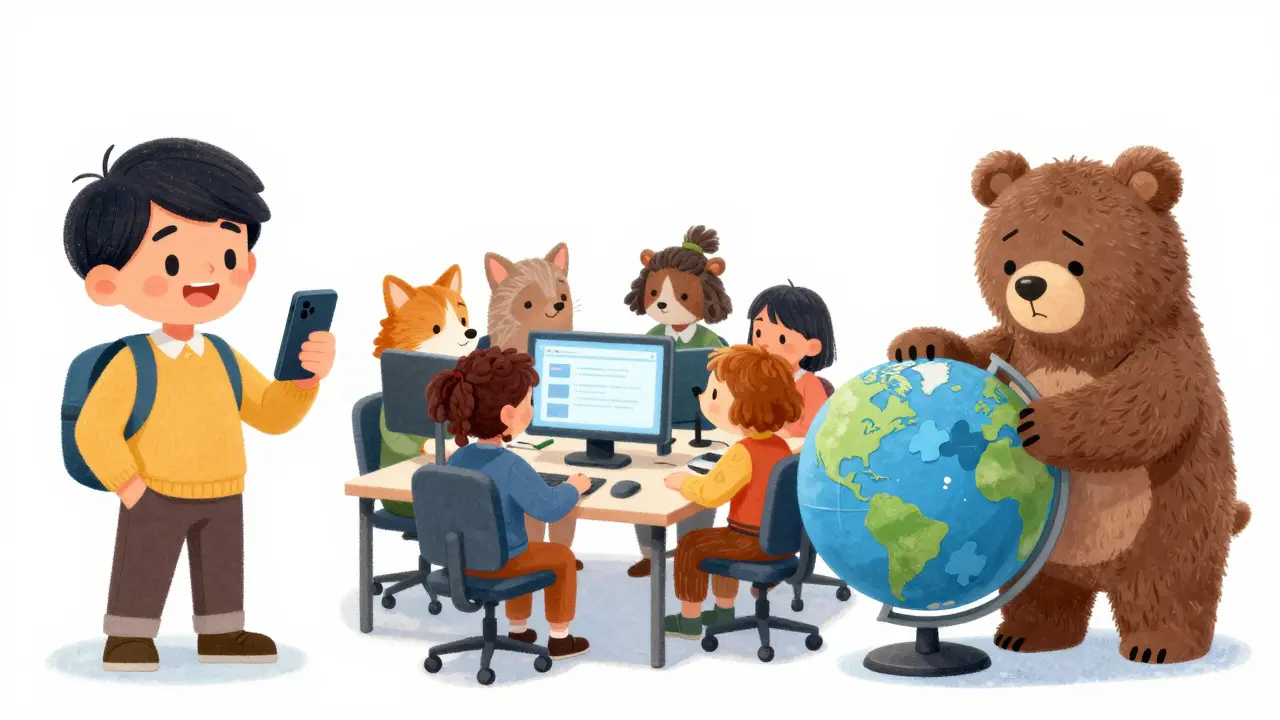 Cartoon showing freelancers and small teams benefiting from voice service, while global users look confused.