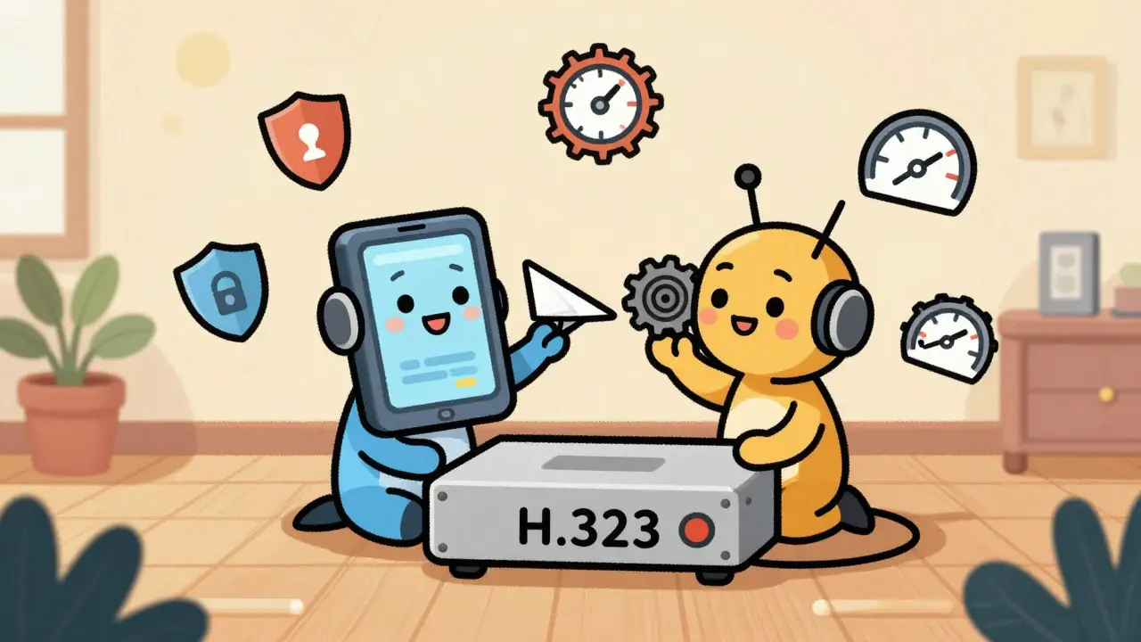 Cute gateway character translating messages between two tech styles