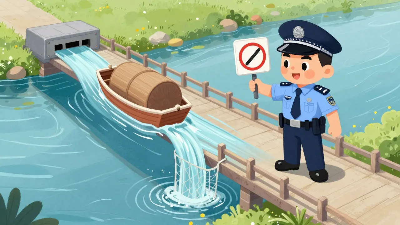 Illustration of a police officer regulating traffic on a network bridge