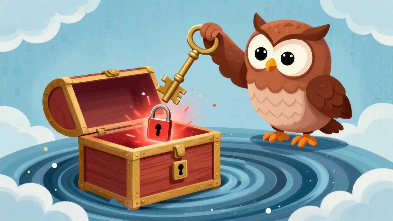 Owl destroying encryption key for privacy