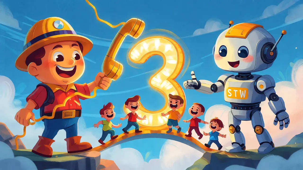 Cartoon characters bridging old and new carriers with a temporary number.