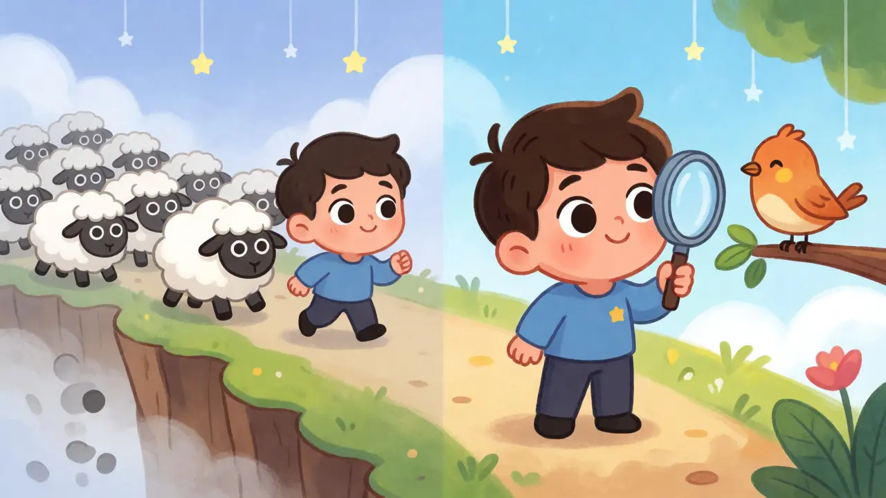 Contrast between following a herd blindly and carefully choosing a delegate with a magnifying glass.