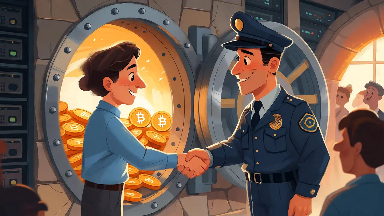Person recovering crypto coins from a secure vault