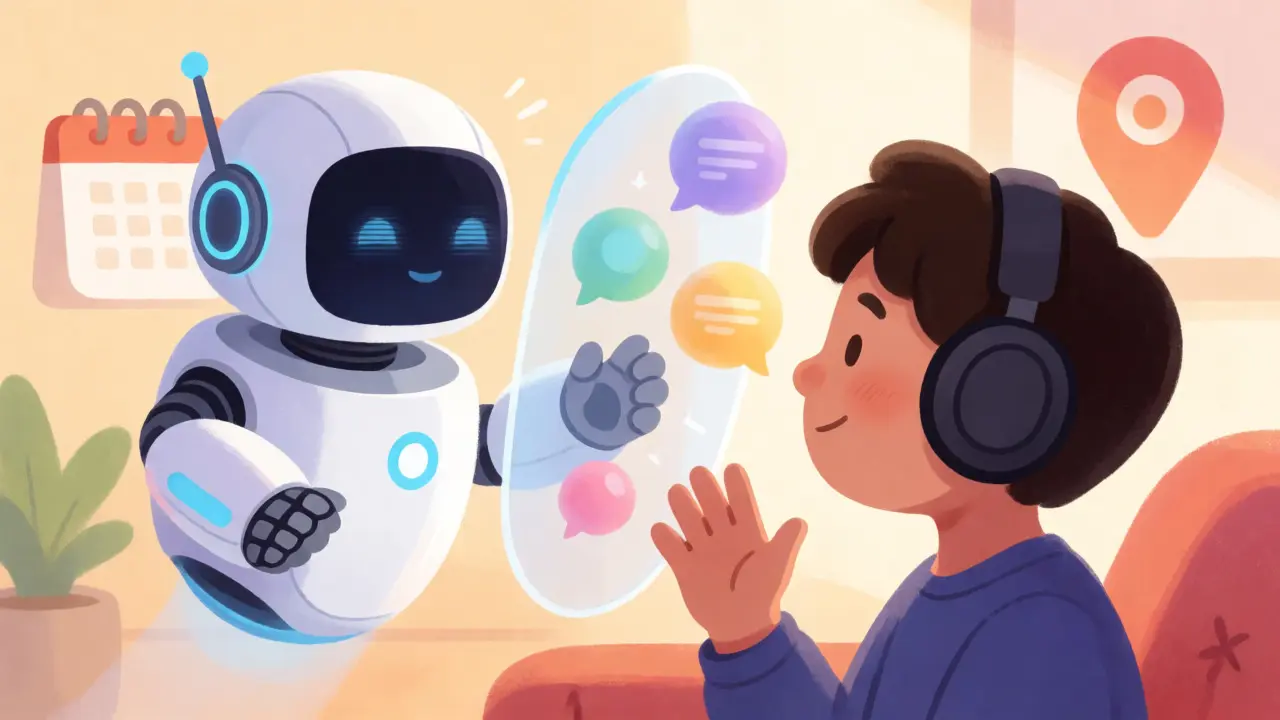Robotic assistant managing message interruptions based on user context and mood.