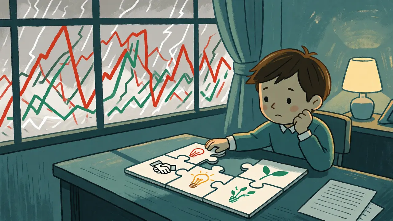 An investor building a stable thesis while ignoring market volatility.