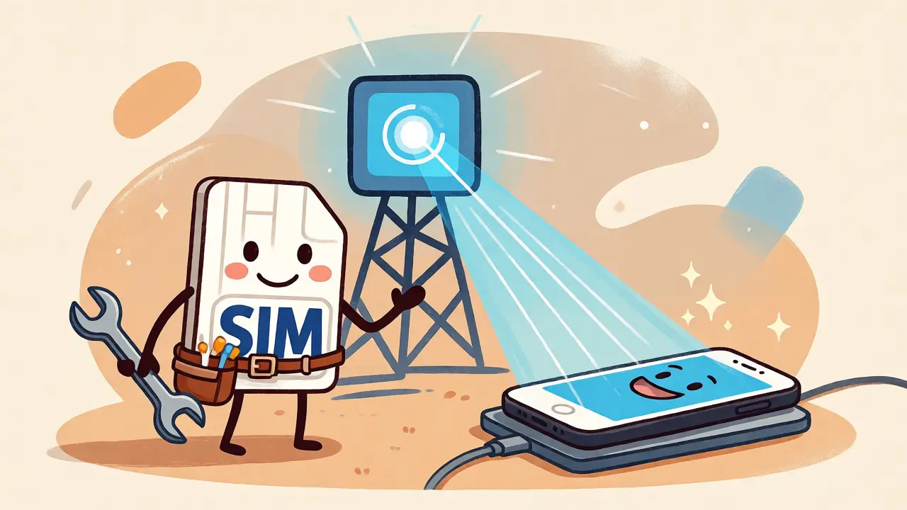 SIM card character fixing network connection for a happy phone