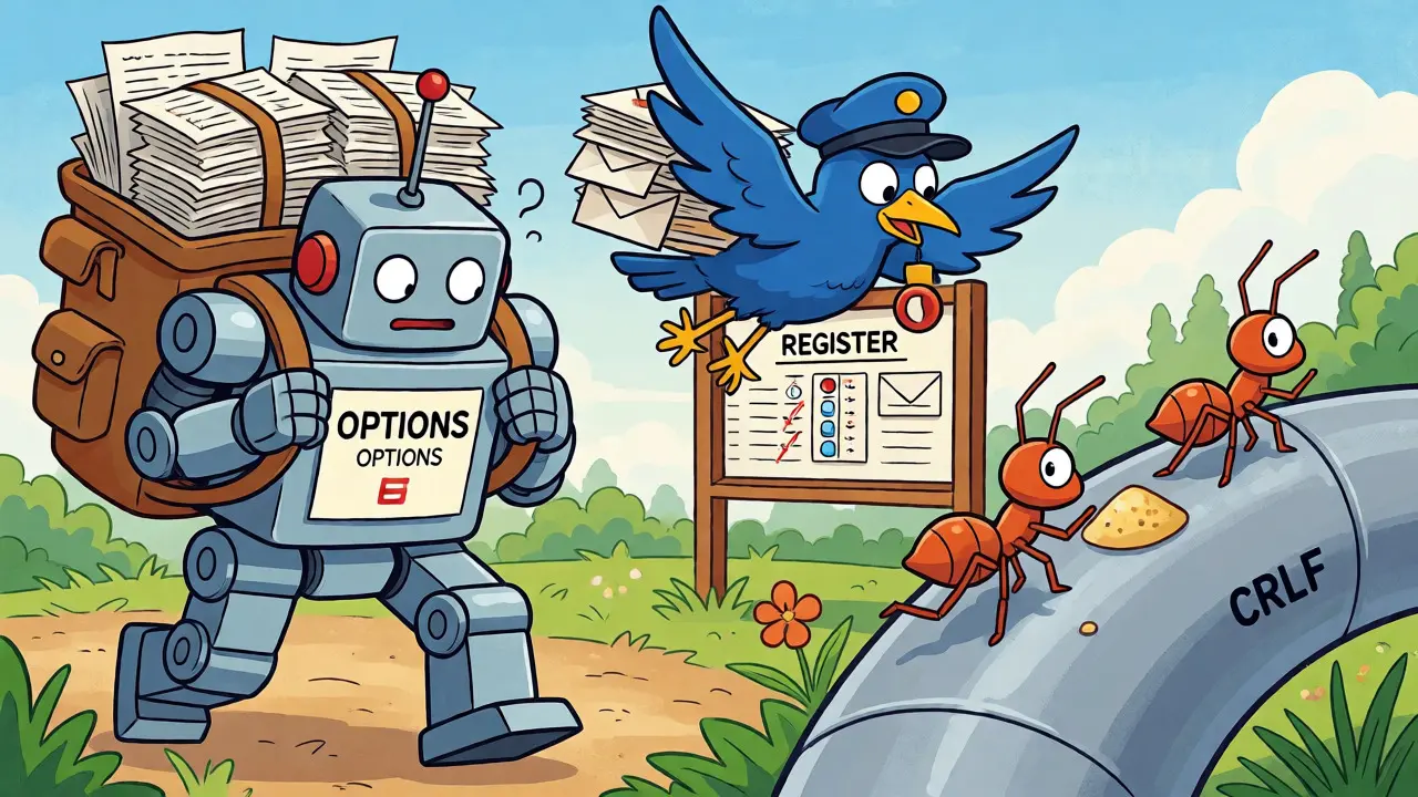 Three cartoon characters representing different SIP keepalive methods